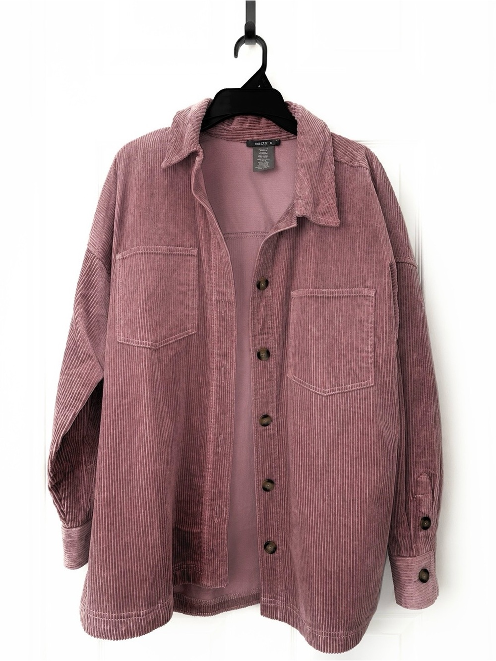 Madewell Corduroy Shacket in Rose Mauve- 30” L × 20” W, measured flat.